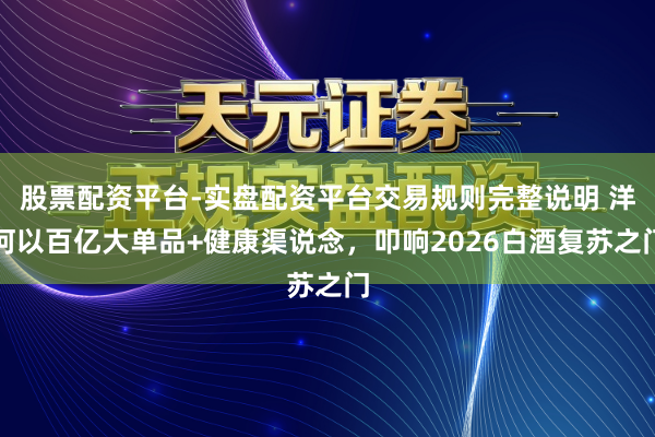 股票配资平台-实盘配资平台交易规则完整说明 洋河以百亿大单品+健康渠说念,叩响2026白酒复苏之门